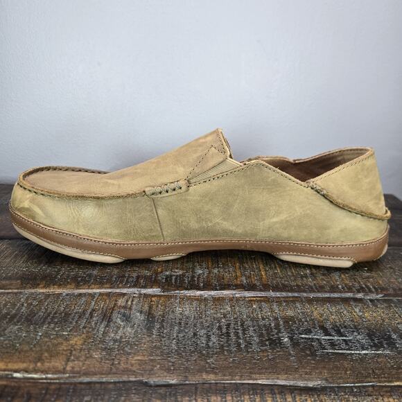 NEW Olukai Moloa Loafer Mens Size 15 Slip On Shoes Leather Brown Casual - Picture 6 of 11